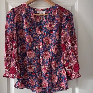 ba&sh Floral Blouse - Red and Blue